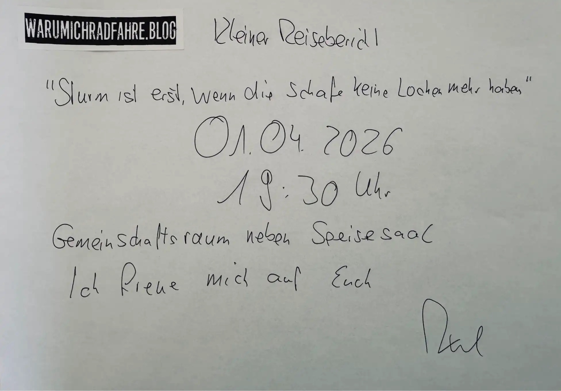 Einladung zum Reisebericht